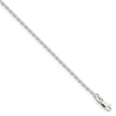 Sterling Silver 2mm Beveled Oval Cable Chain